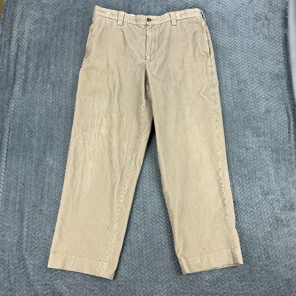 LL Bean Classic Fit Corduroy Pants Tan Men's Size 36x30 Straight Leg Casual